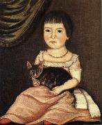 Beardsley Limner Child Posing with Cat oil painting picture wholesale